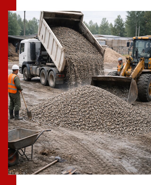 Мытый гравий с доставкой в Шебекине от карьера до участка