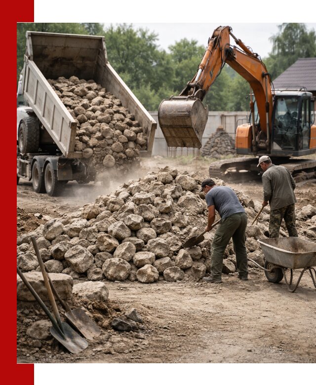 Доставка и разгрузка бутового камня в Шебекине