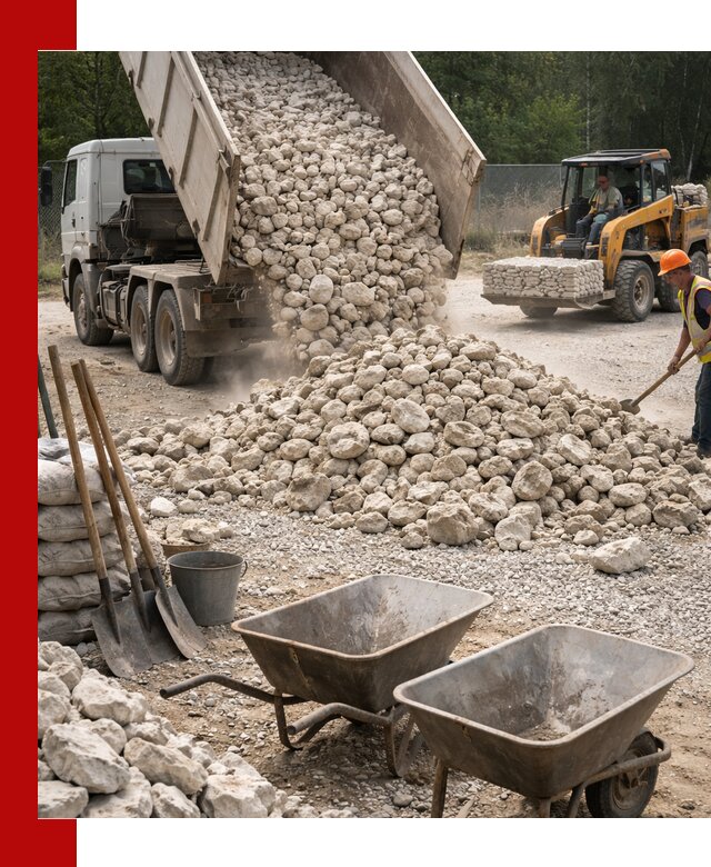 Доставка и продажа бутового известнякового камня в Шебекине