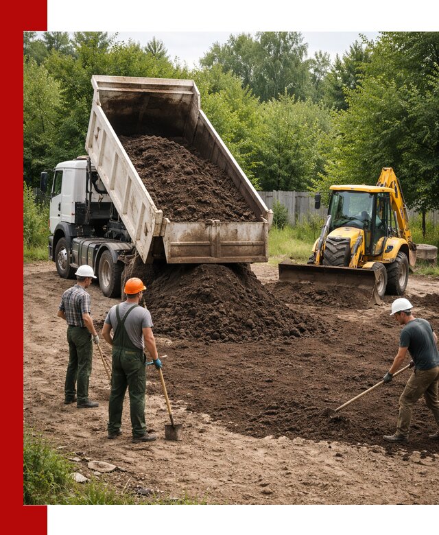 Доставка и укладка грунта для выравнивания участка в Шебекине