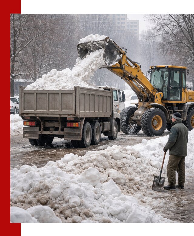 Вывоз снега грузовой техникой в Шебекине оперативно и чисто