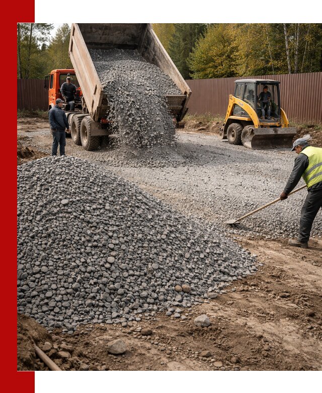 Отсыпка участка щебнем с доставкой и уплотнением в Шебекине