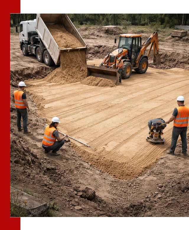 Устройство песчаной подушки для фундаментов и дорог в Шебекине